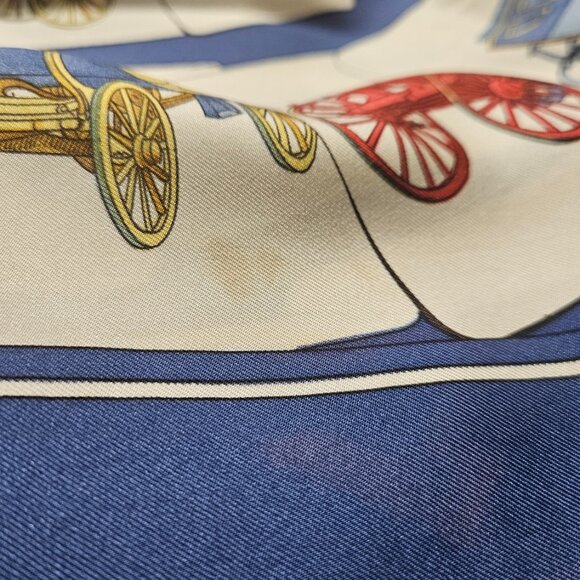 Authentic HERMES Carre 90 Scarf "CARROSSERIE" Silk Blue - Picture 12 of 14